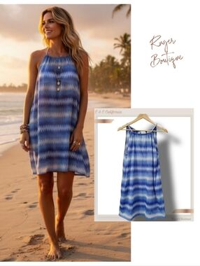 🌿C & C California Women's Large Blue Ombre Beach Coverup